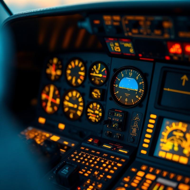 Close up of glowing cockpit avionics